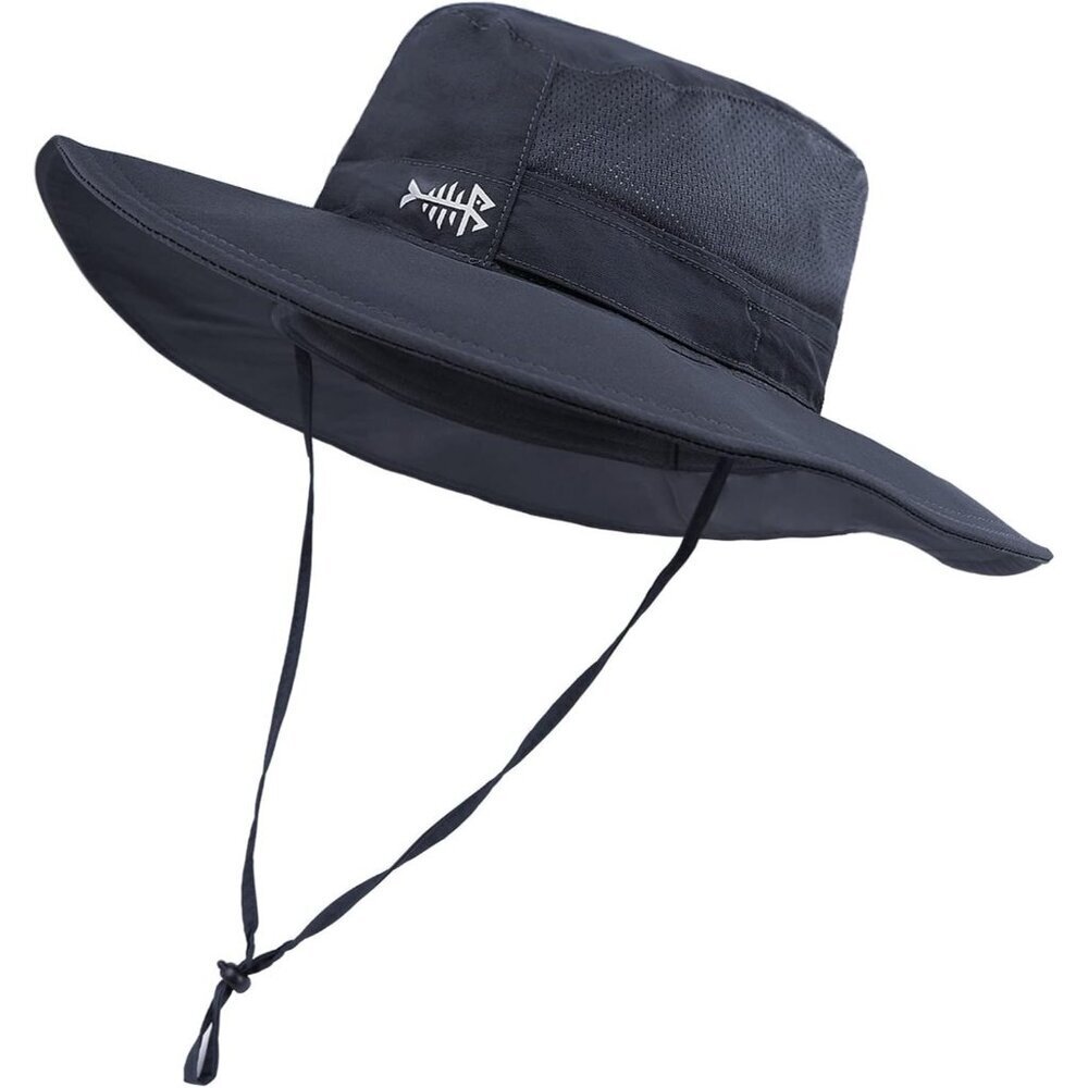 Unisex Dark Black 100% Nylon Shell Wide Brim Mesh Vent with Neck Flap Cowboy Hat